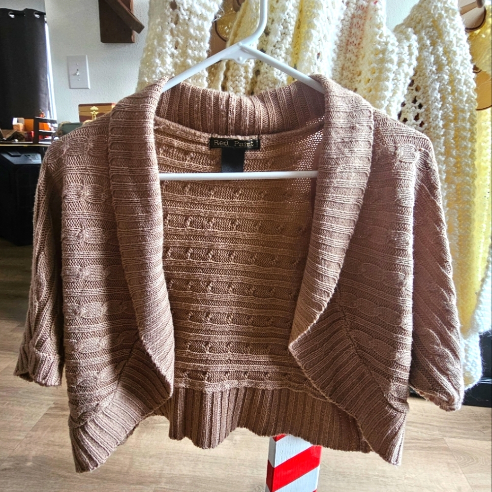 Red Paint Crop Sweater, Size Medium